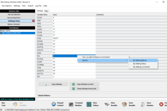 RTS Test Settings Entry