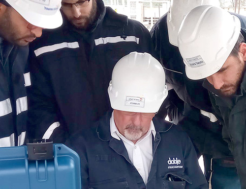 Doble field crew reviewing results on site
